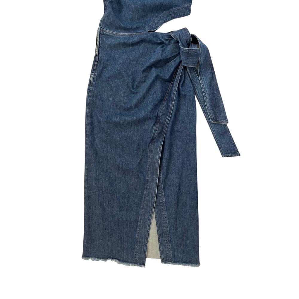 NWT Jonathan Simkhai Doran Denim Midi Dress - One Shoulder - Blue Covina - Sz S - Picture 6 of 8